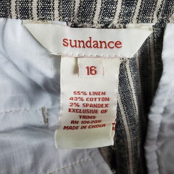 Sundance Andover Wide Leg Linen Striped Pants Size 16 - Picture 3 of 5